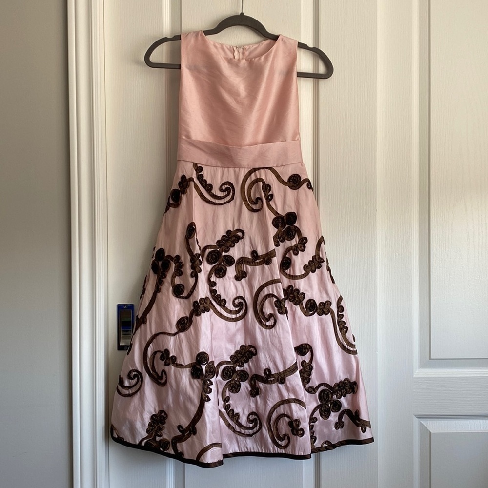 Sweet Pea - Soft Pink & Brown Girls Dress​​​​​​​​​